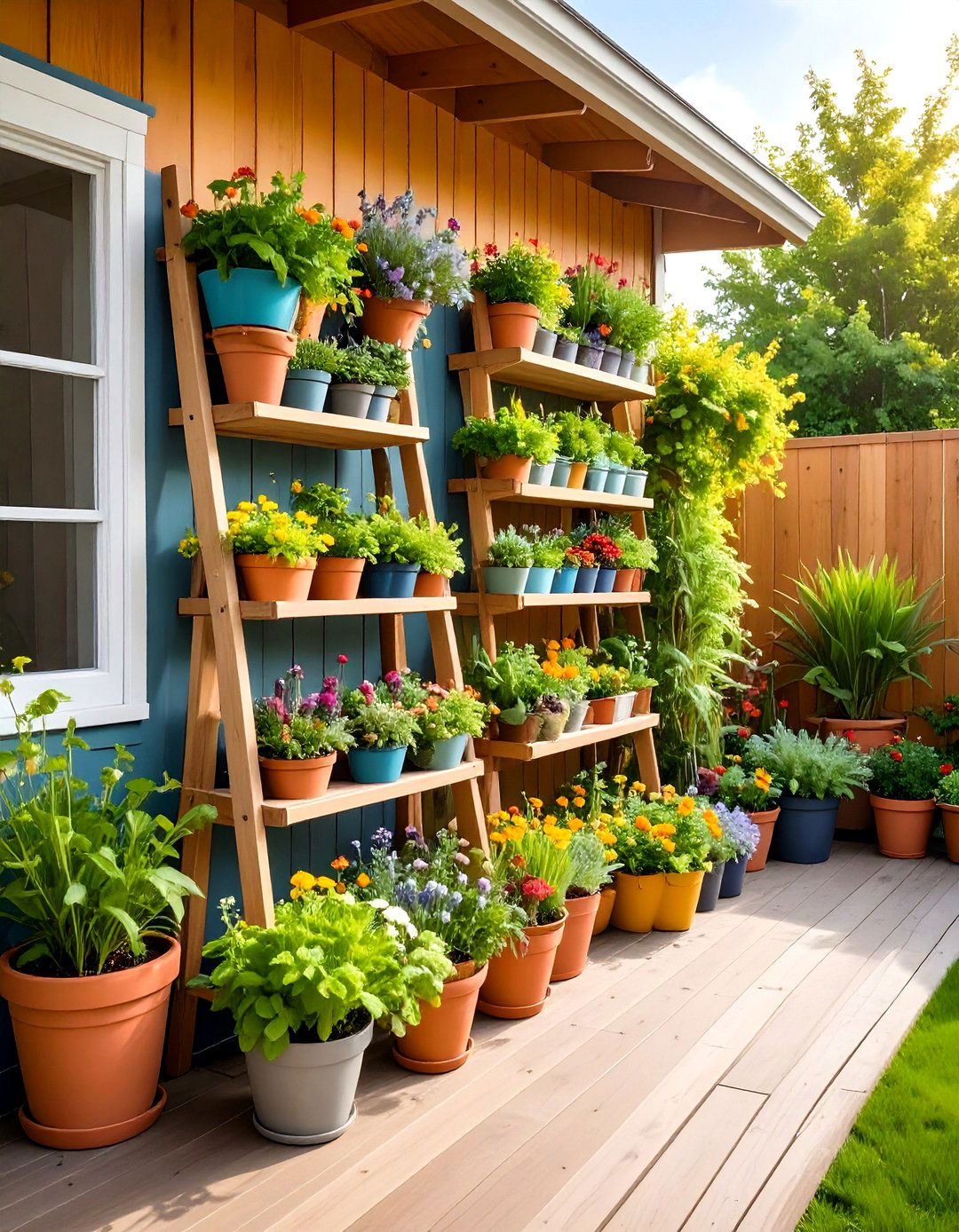 Tiered Planter Stands for Maximum Growing Space - 24 Deck Decorating Ideas With Plants