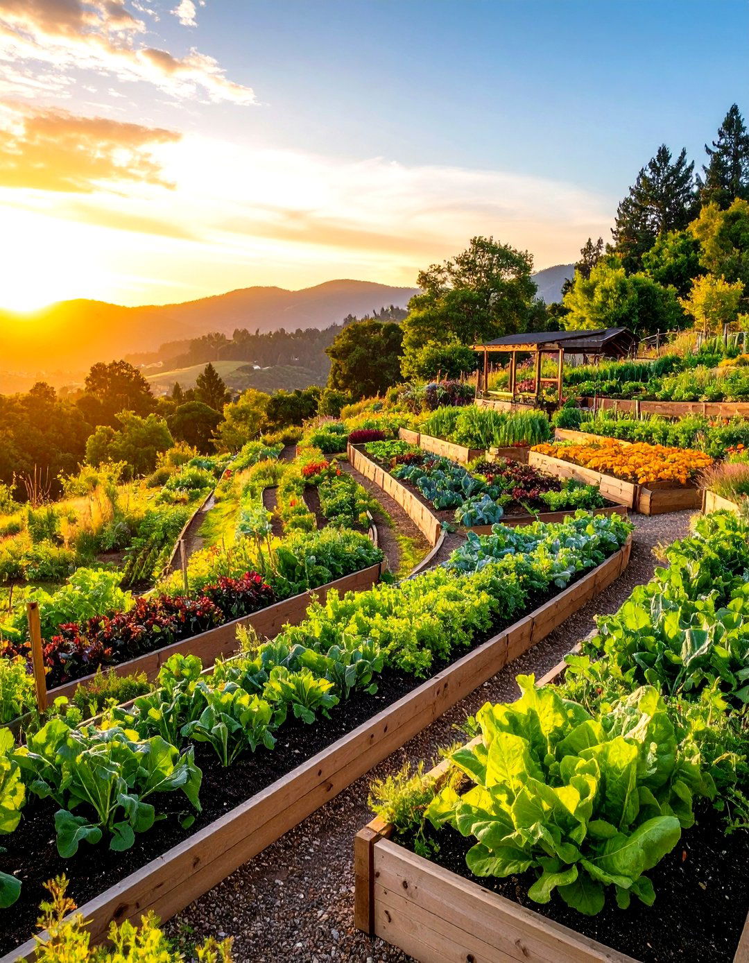 Tiered Vegetable Garden Slopes - 24 Sloping Garden Design Ideas