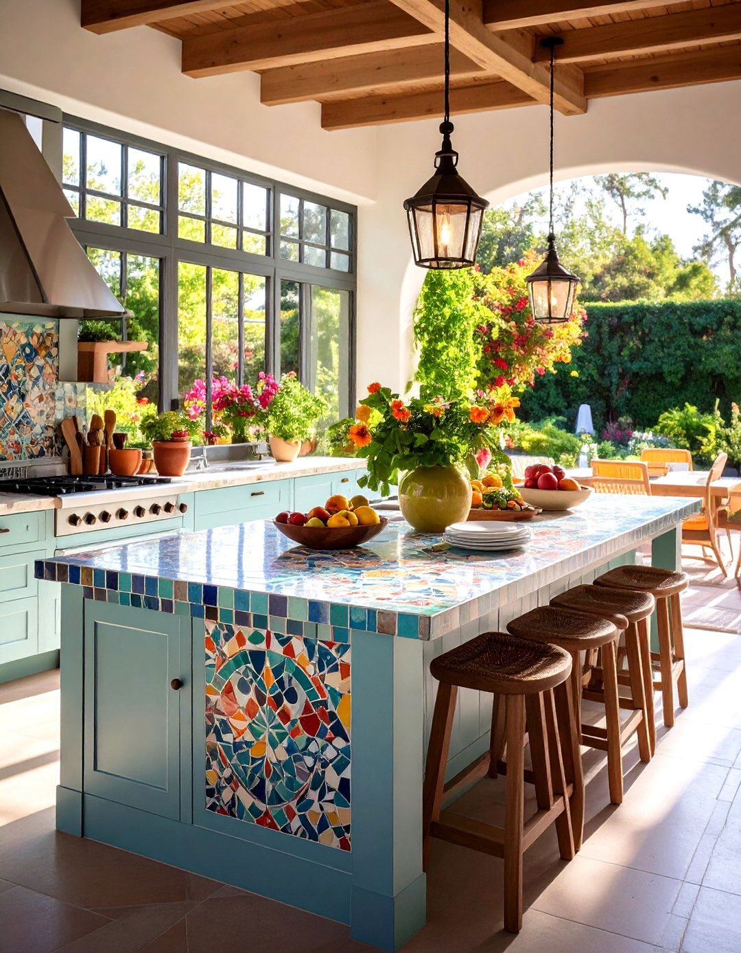 Tile Mosaic Artistic Expression - 24 Outdoor Kitchen Countertop Ideas