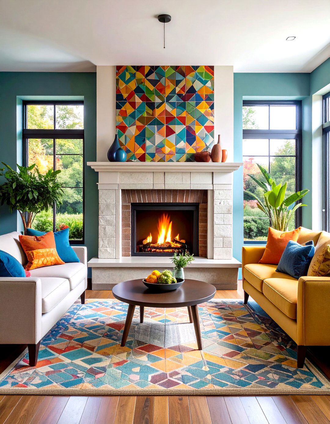 Tile Mosaic Fireplace Surround - 24 Faux Fireplace Ideas