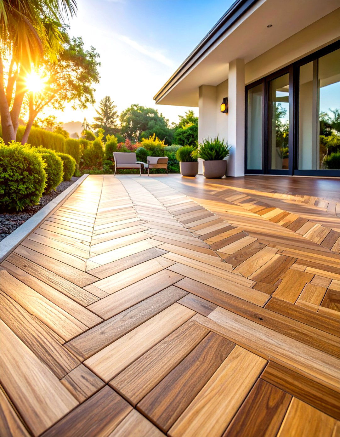 Tiled Pattern Deck Surface - 24 Small Deck Ideas