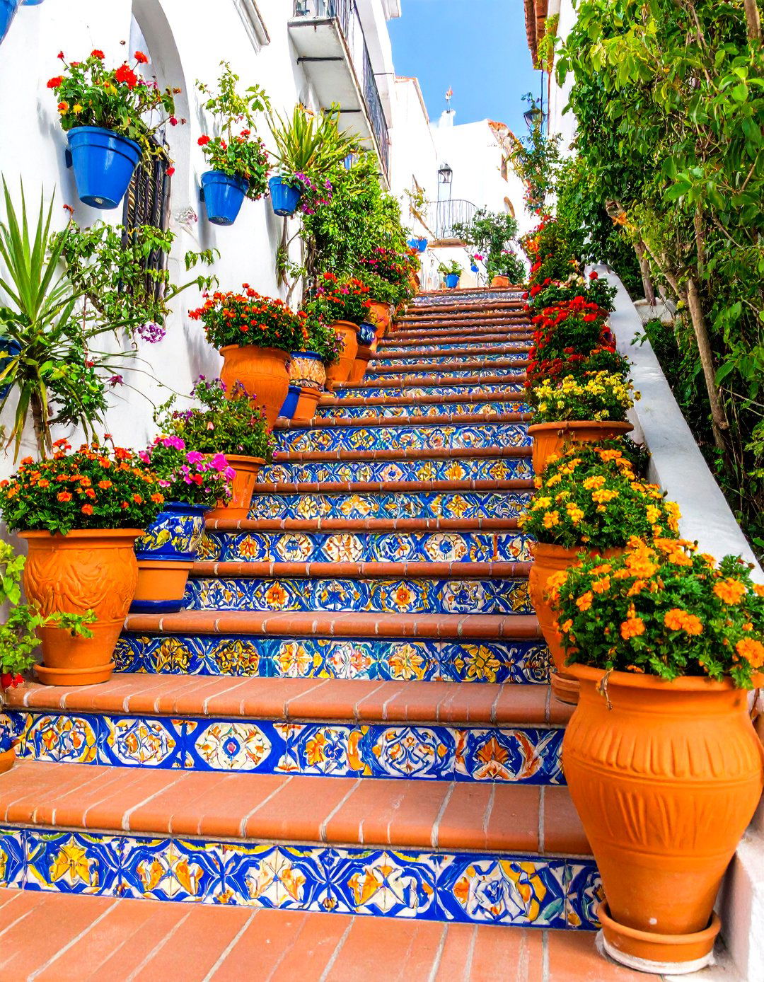 Tiled Staircase Risers - 24 spanish style home exterior ideas