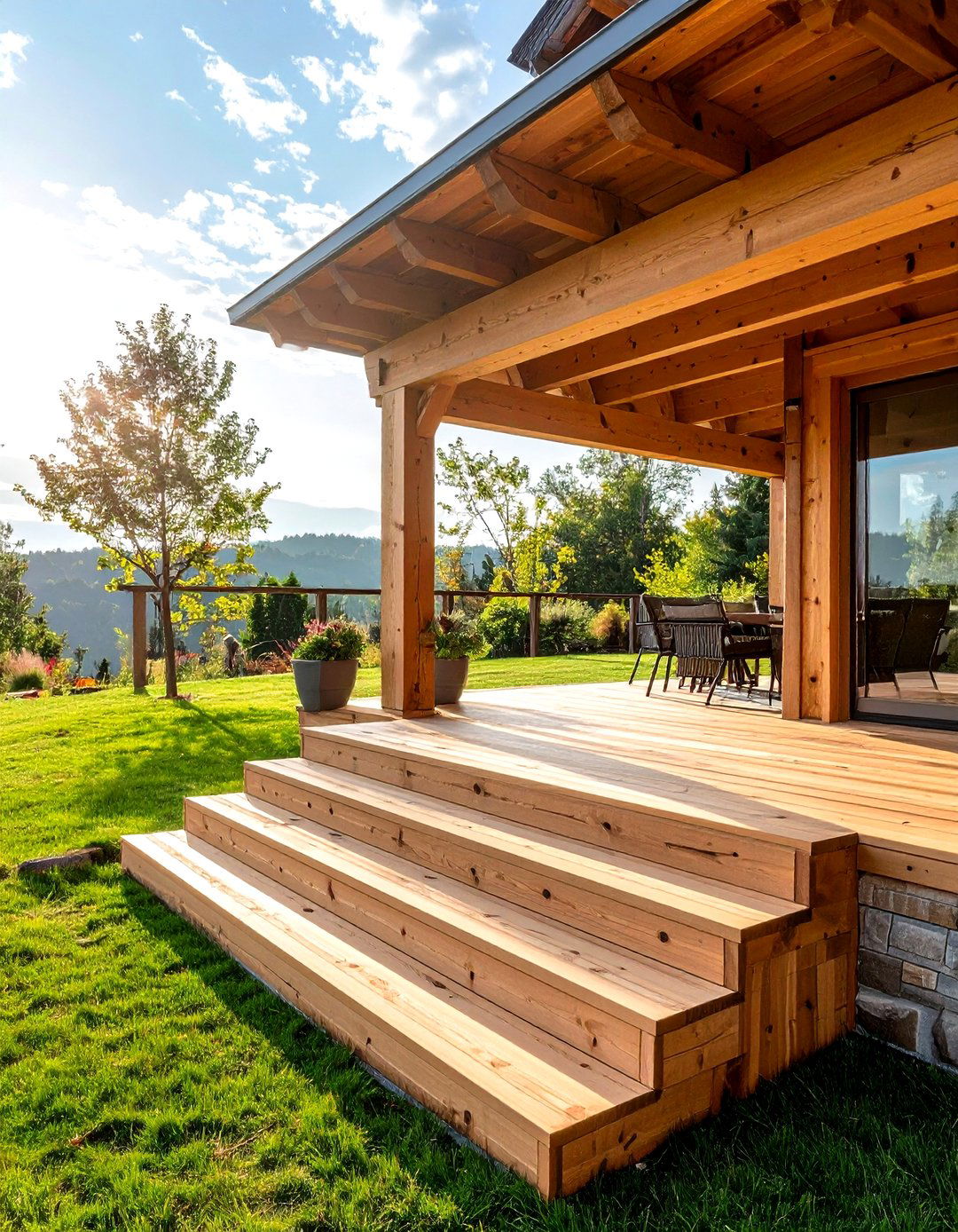 Timber Beam Patio Steps - 24 Patio Steps Ideas