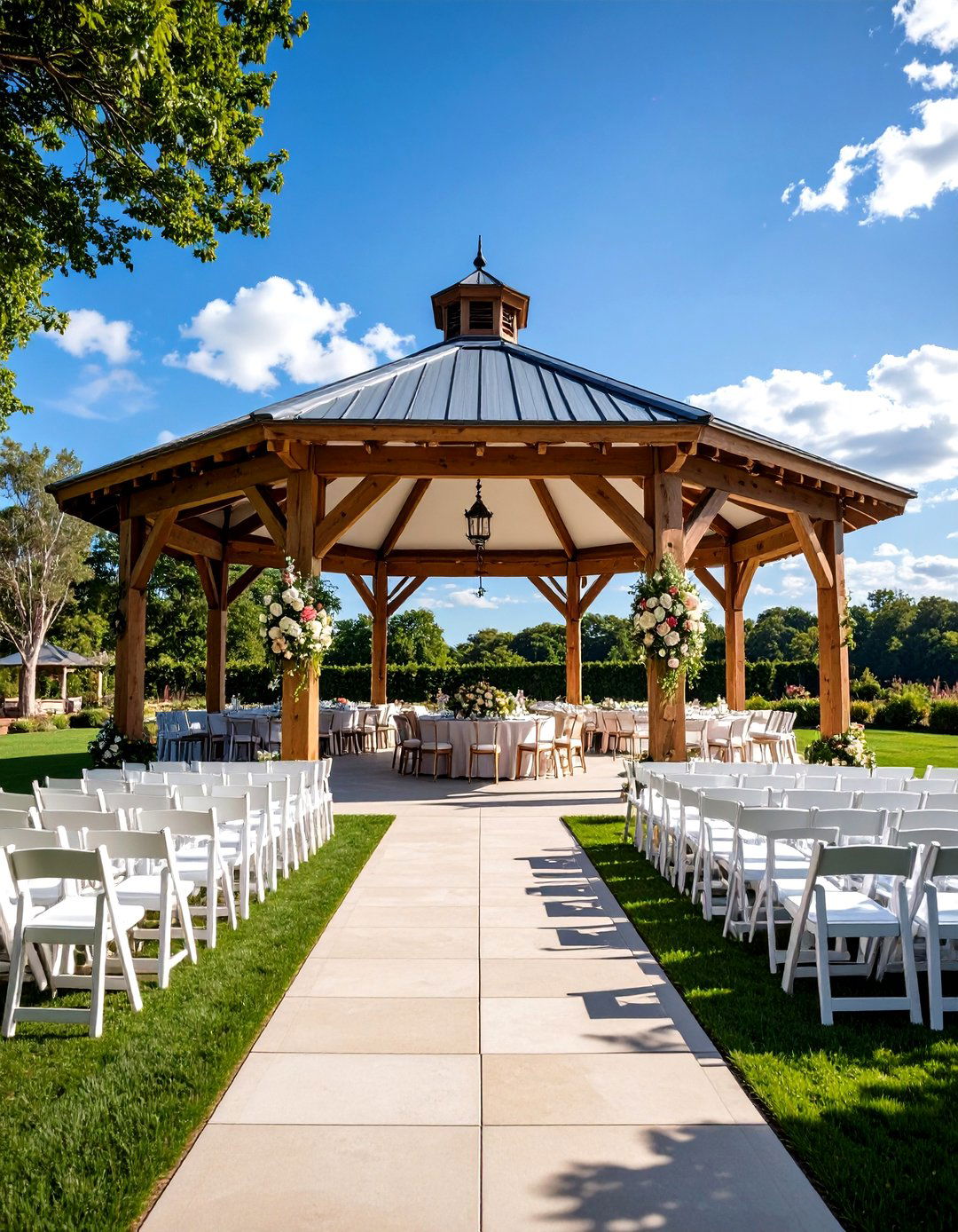 Timber Frame Kingston Pavilion with King Post Design - 24 Outdoor Pavilion Ideas