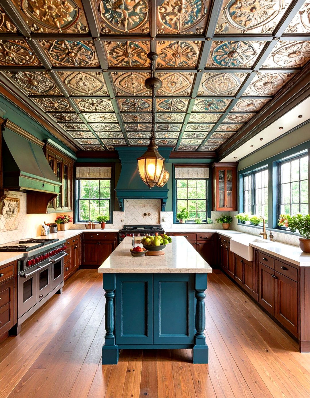 Tin Ceiling Accent Installation - 24 Victorian Kitchen Ideas