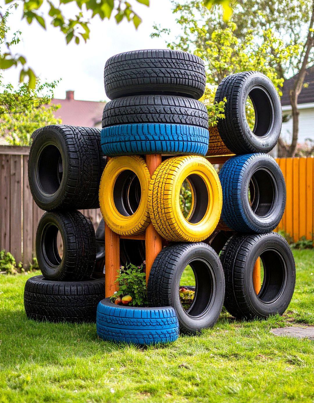 Tire Based Creative Structure - 24 Outdoor Cat Tree Ideas