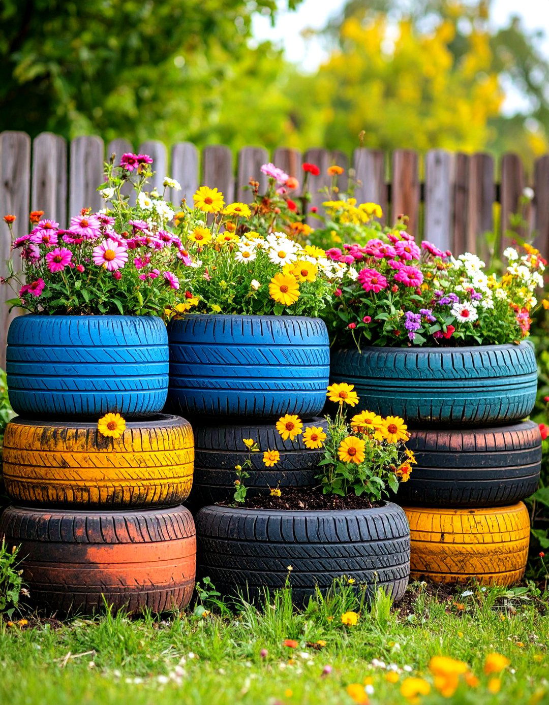Tire Planter Beds - 24 Inexpensive Raised Garden Bed Ideas