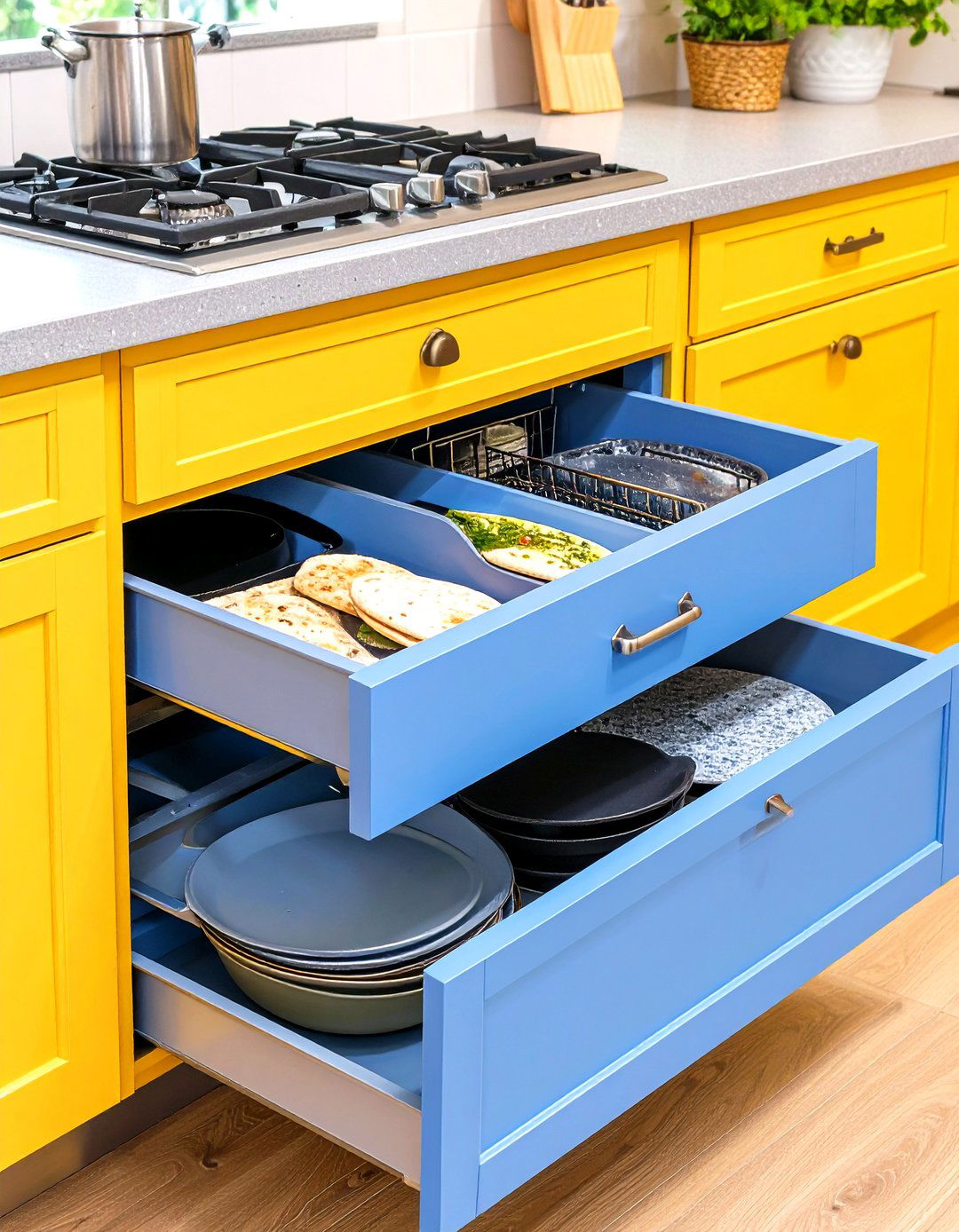 Toe Kick Hidden Drawers - 24 Pots and Pans Storage Ideas
