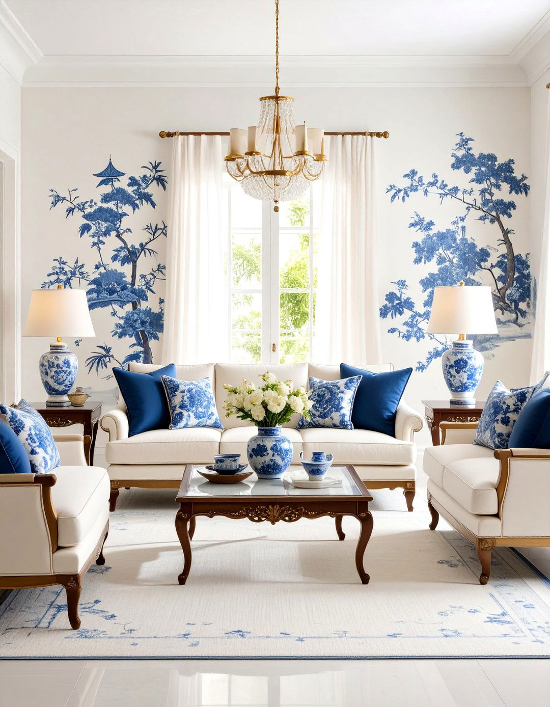 Toile Chinoiserie Living Room