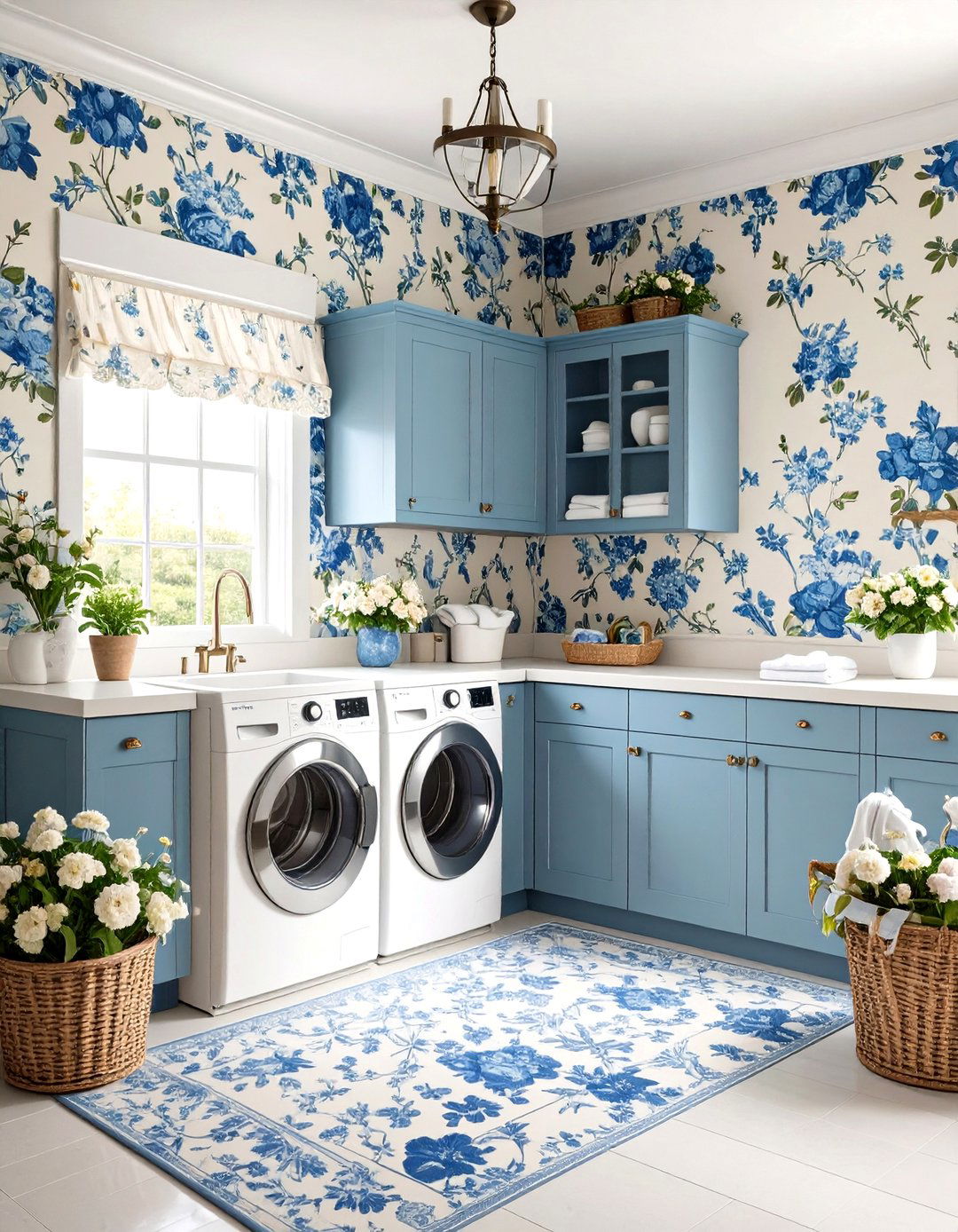 Toile Country Scenes - 24 Laundry Room Wallpaper Ideas