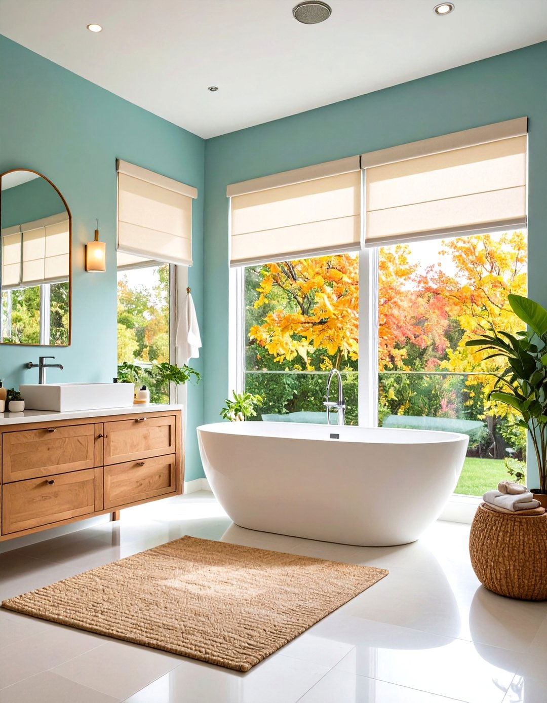 Top Down Bottom Up Shades Versatility - 24 Bathroom Window Treatment Ideas