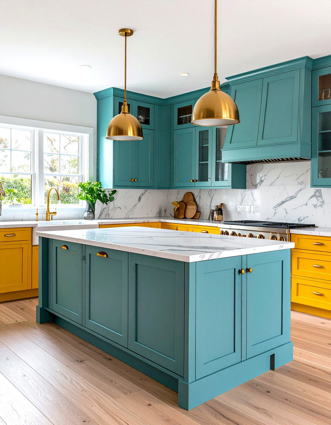 Topaz Yellow Kitchen with Brass Hardware - 24 Ways to Decorate With Jewel Tones