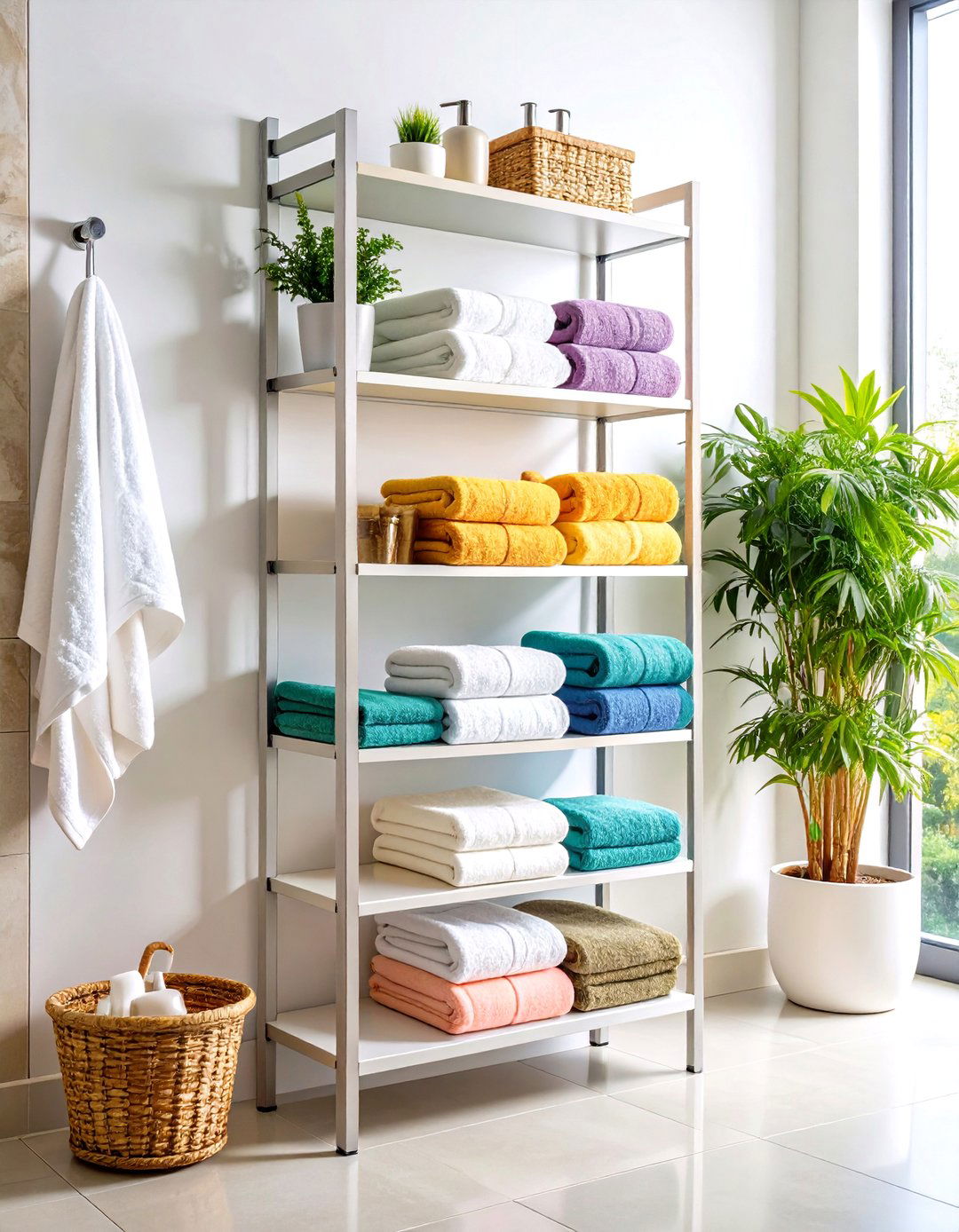 Towel Ladders with Shelves - 24 Towel Display Ideas
