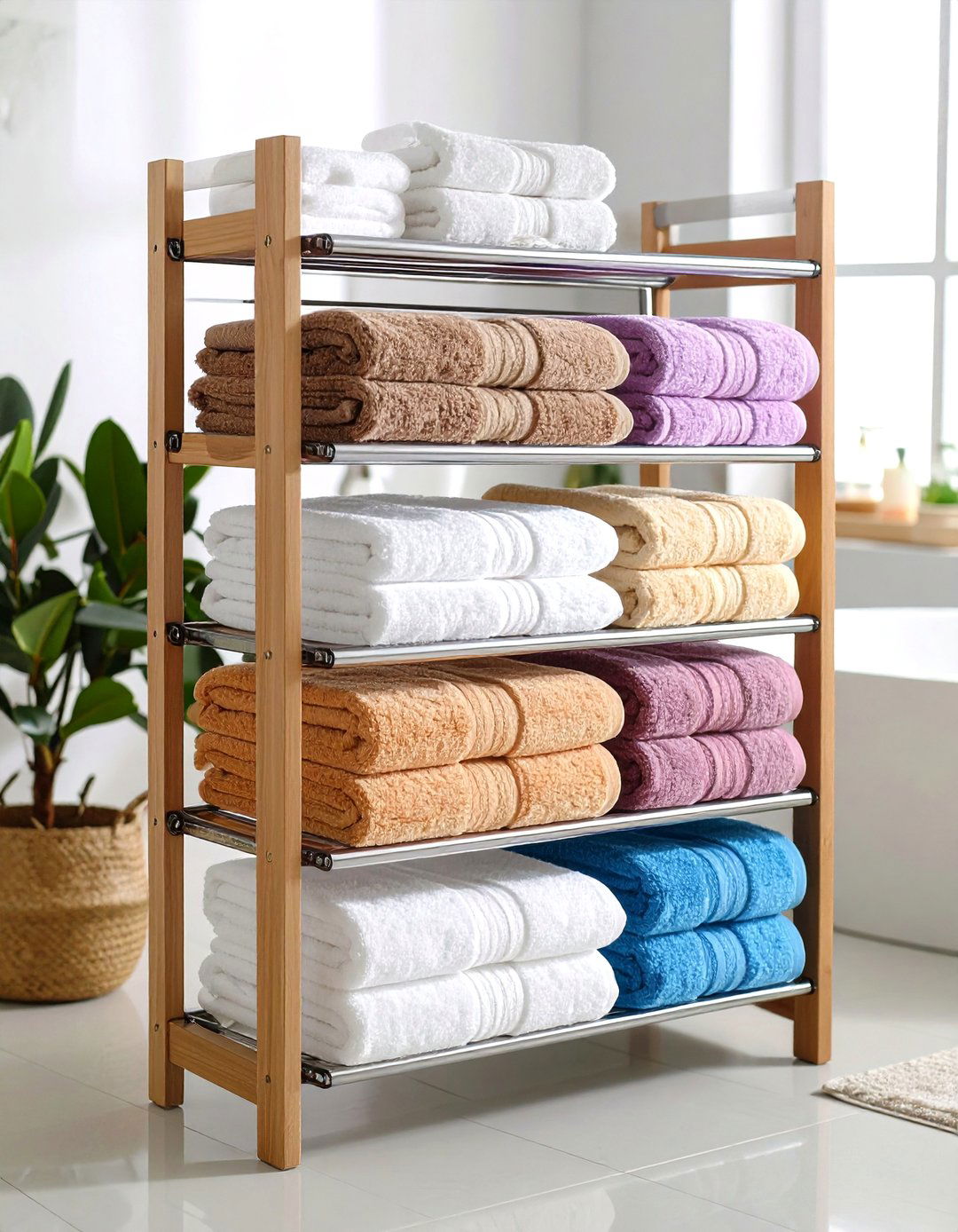 Towel Warming Rack Storage Combination - 24 Bathroom Storage Ideas