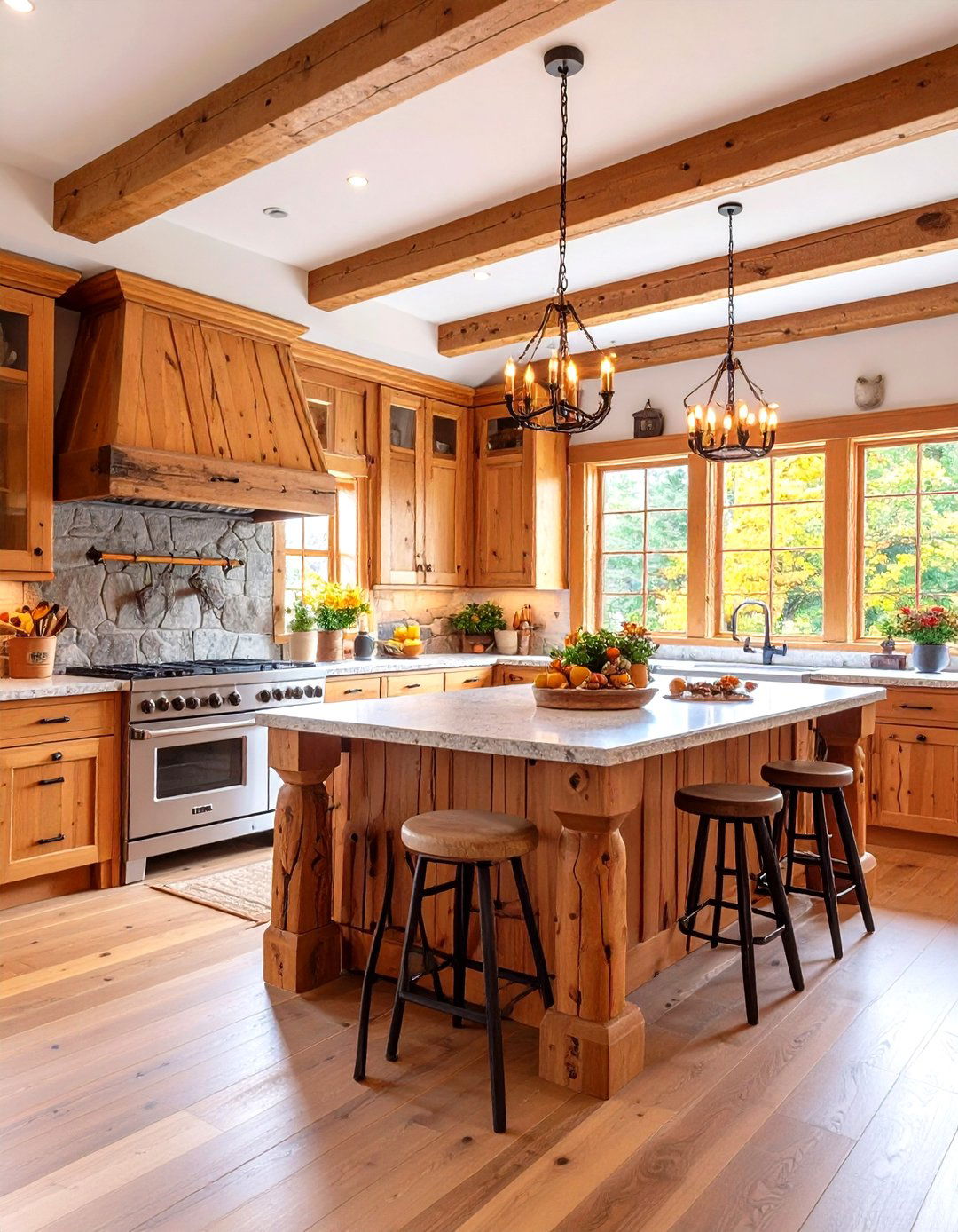 Traditional Adirondack Kitchen with Twig and Branch Details - 24 Log Cabin Kitchen Design Ideas