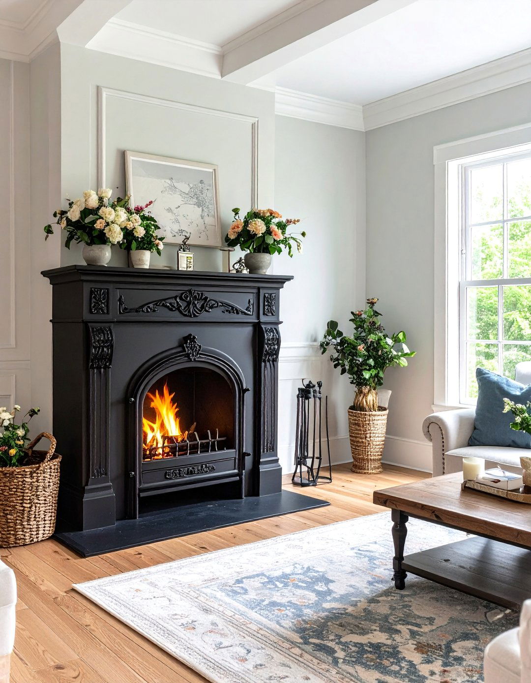 Traditional Black Cast Iron Fireplace Stove - 24 Black Fireplace Ideas