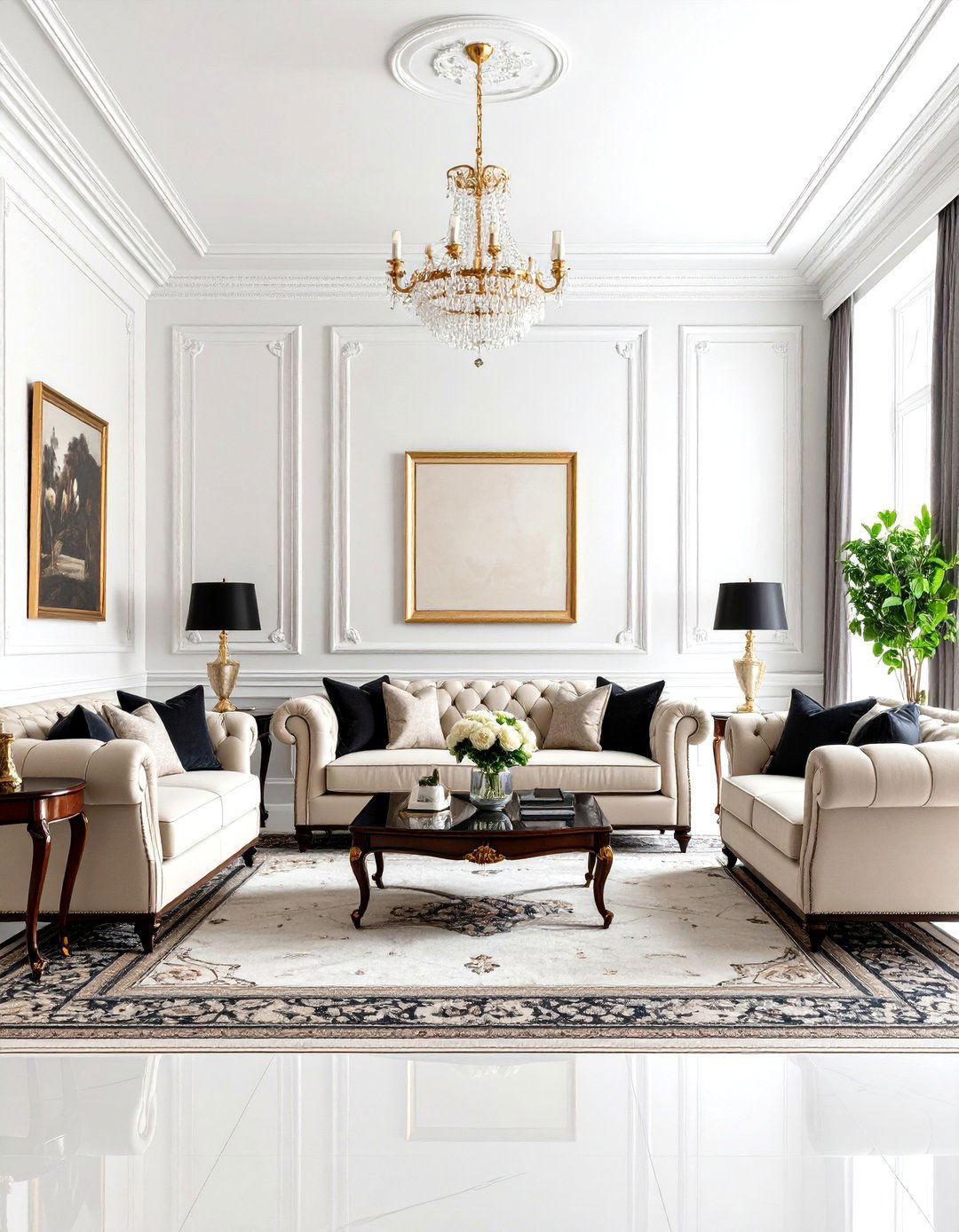 Traditional Black and Beige Living Room - 24 Black and Beige Living Room Ideas