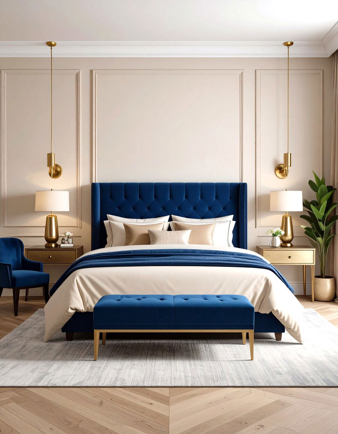 Traditional Blue Beige Master Bedroom Suite - 24 blue and beige bedroom ideas