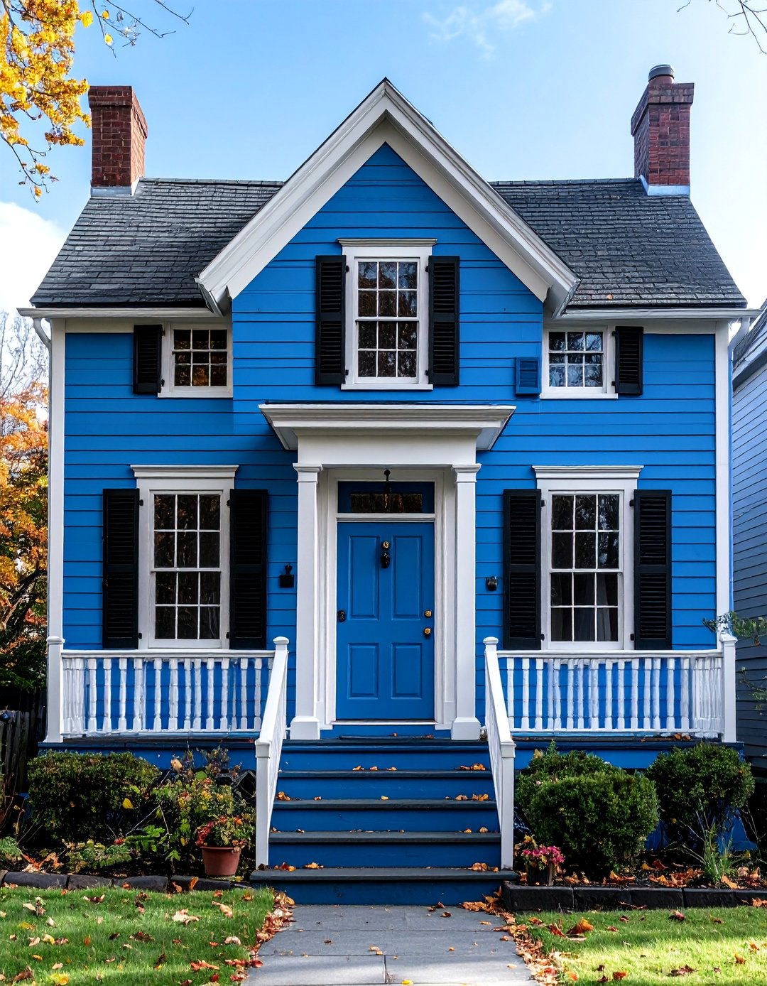 Traditional Blue Clapboard With Black Window Trim - 24 Dark Blue House With Black Trim