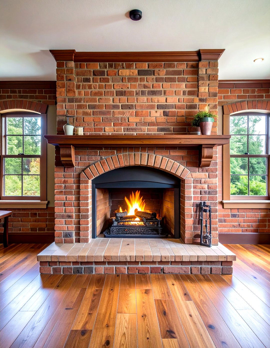 Traditional Brick Fireplace Wall - 24 Basement Fireplace Ideas