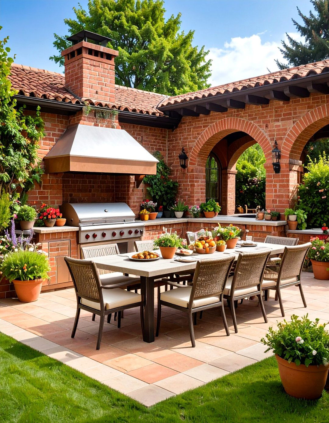 Traditional Brick Outdoor Kitchen with Classic Appeal - 24 Outdoor Kitchen Designs