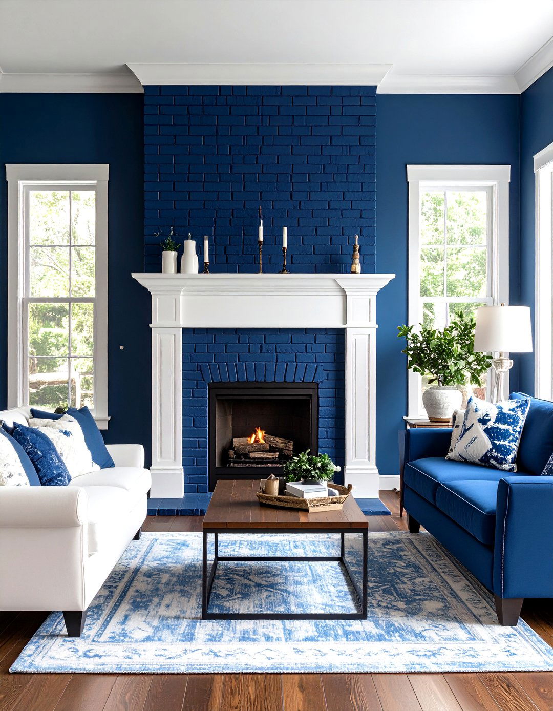 Traditional Brick Painted Transformation - 24 Off-center Fireplace Ideas