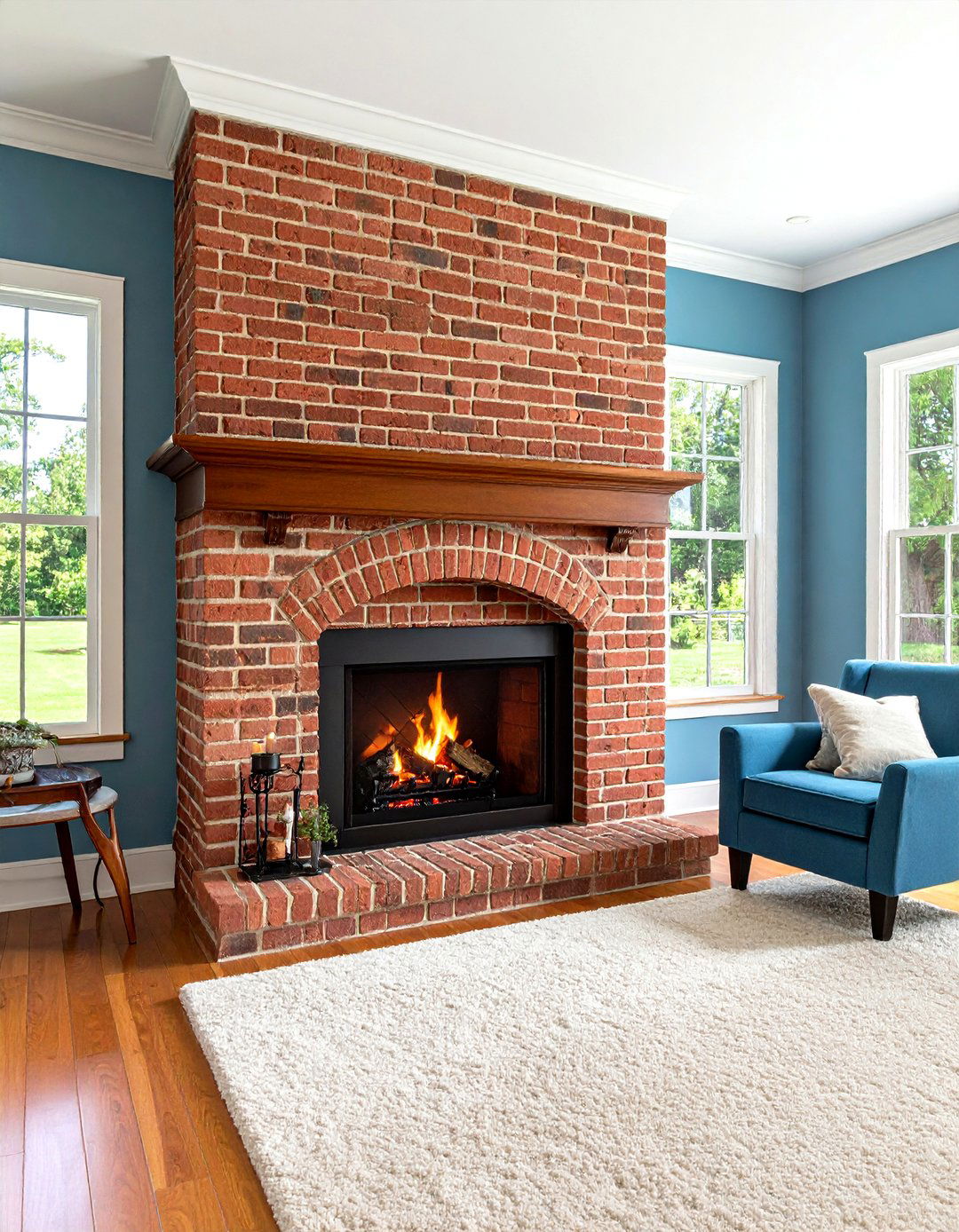 Traditional Brick Peninsula Design - 24 3 Sided Fireplace Ideas