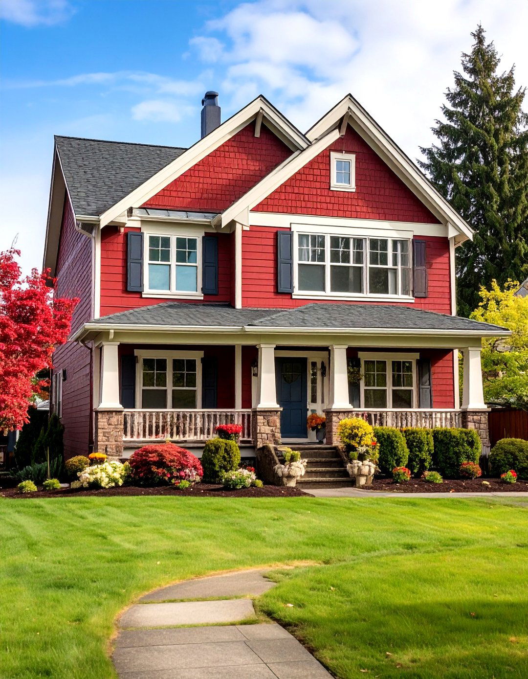 Traditional Brick Red and Cream Classic - 24 Two-tone Siding Designs