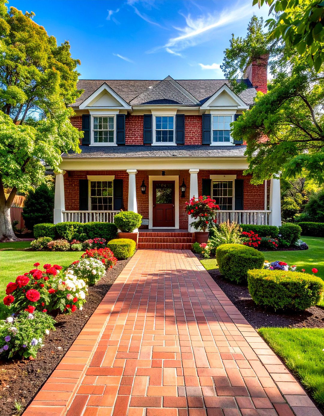 Traditional Brick Running Bond Walkway - 24 Paver Walkway Ideas