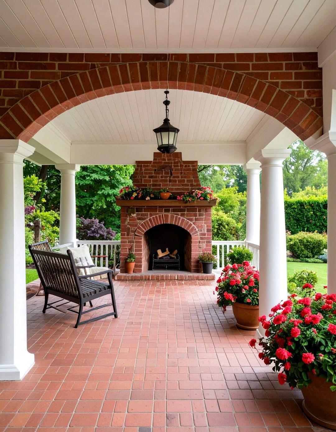 Traditional Brick with Arched Opening - 24 Porch Fireplace Ideas