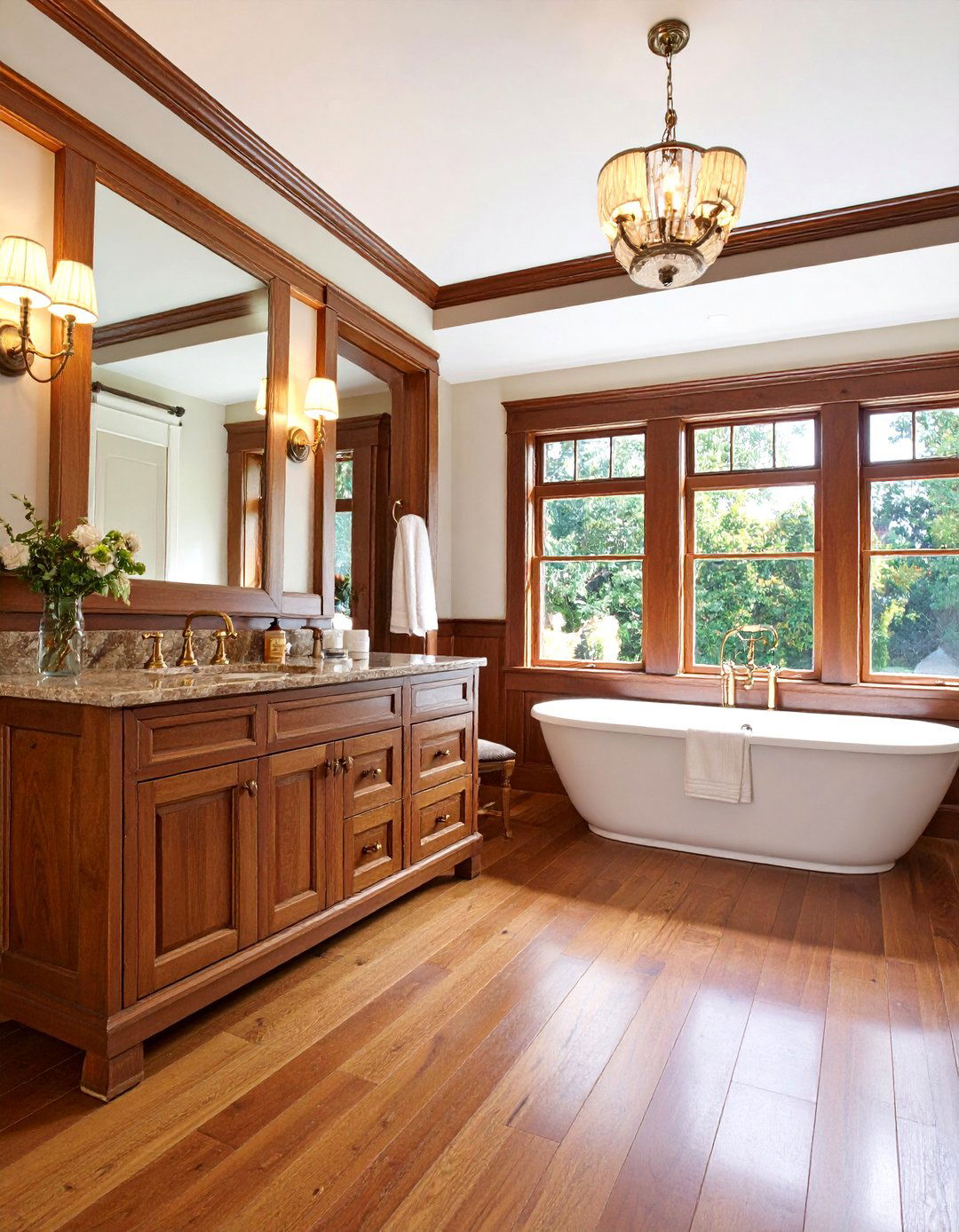 Traditional Brown Wood Paneling - 24 Brown Bathroom Ideas
