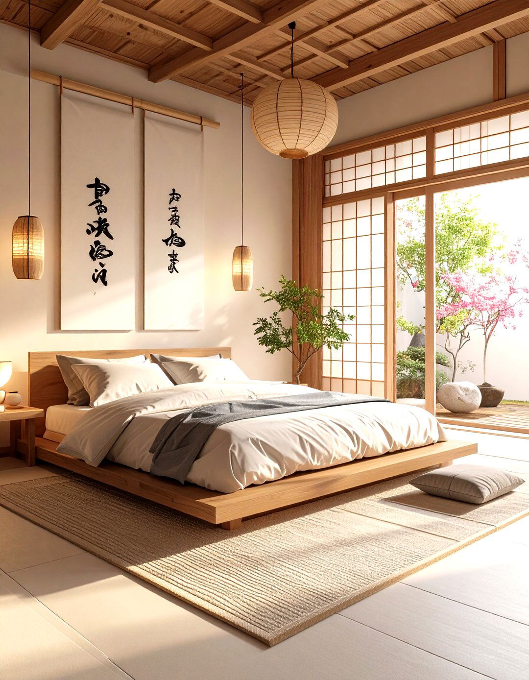 Traditional Calligraphy Art Display - 24 Japanese Bedroom Design Ideas