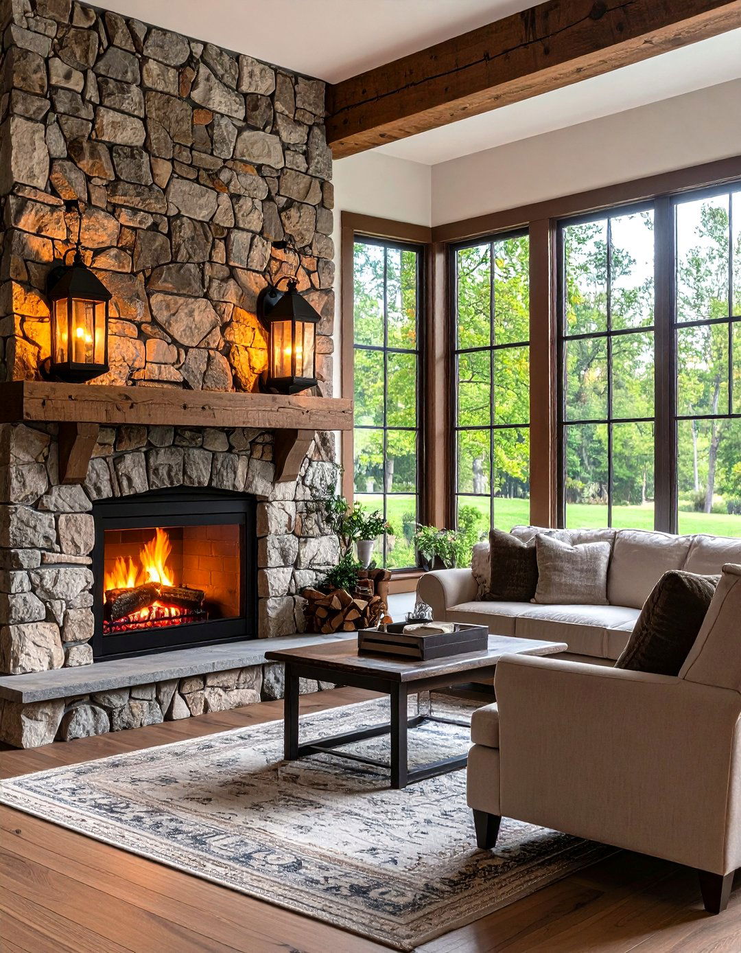 Traditional Carriage Sconces with Cottage Fireplaces - 24 Fireplace Sconces Ideas