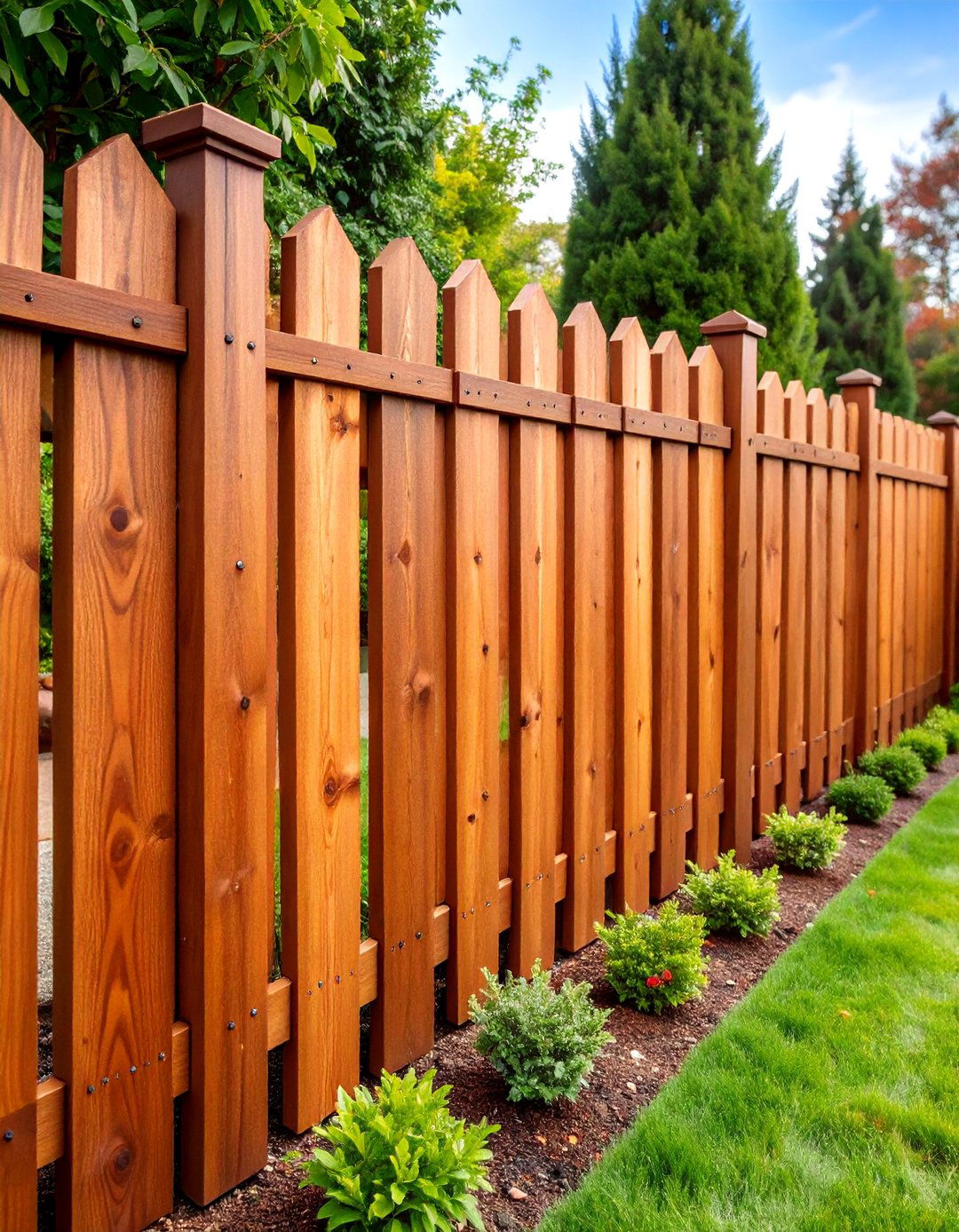Traditional Cedar Picket Privacy Fence - 24 Cedar Fence Ideas
