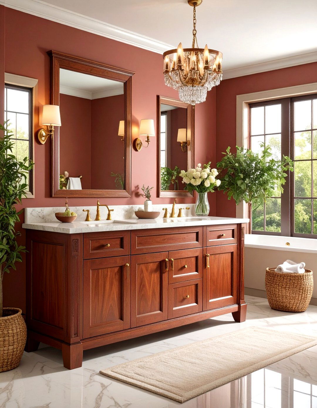 Traditional Cherry Wood Cabinet Vanity - 24 Wood Bathroom Vanity Ideas