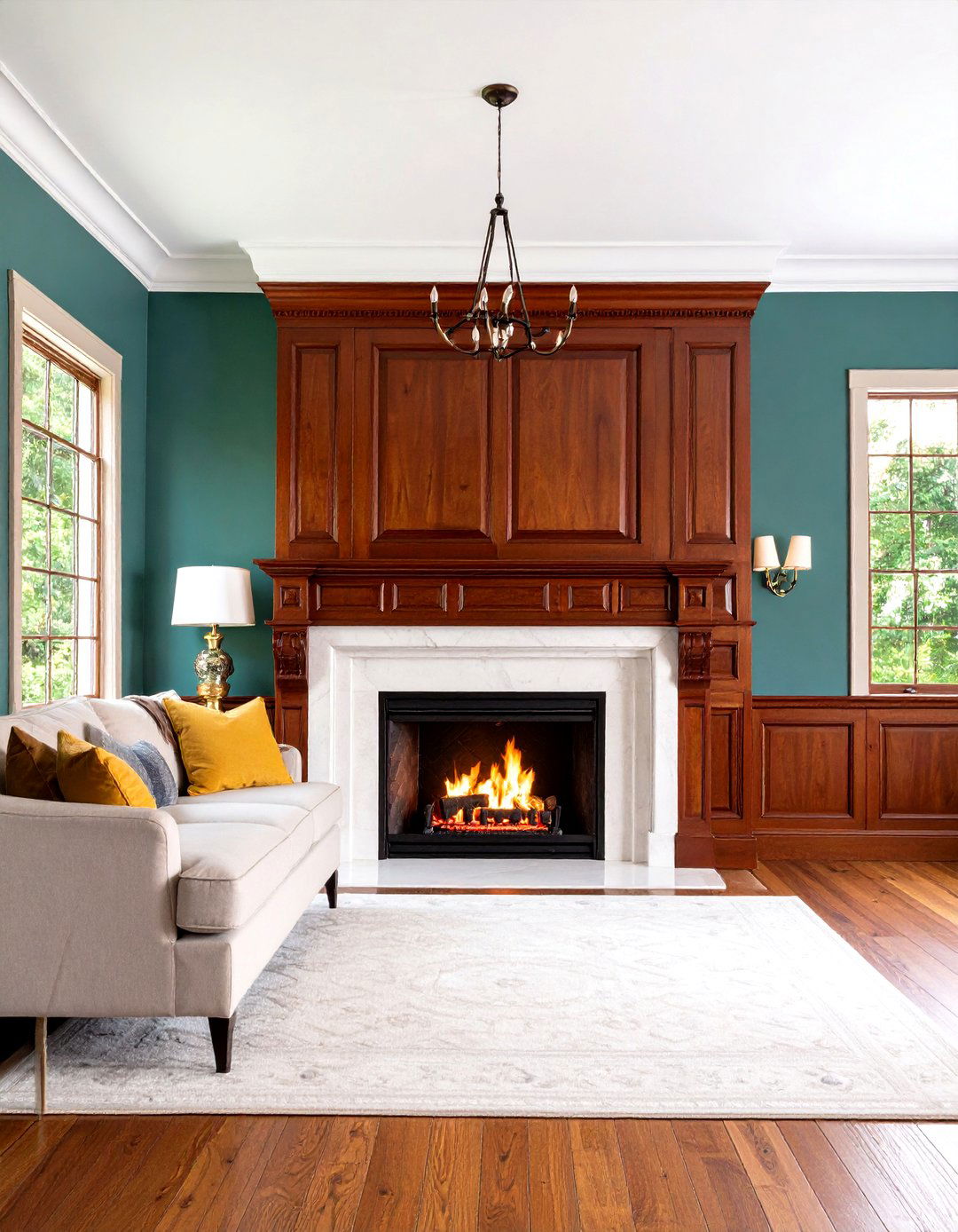 Traditional Cherry Wood Mantel with Dentil Molding - 24 Wood Mantel Ideas