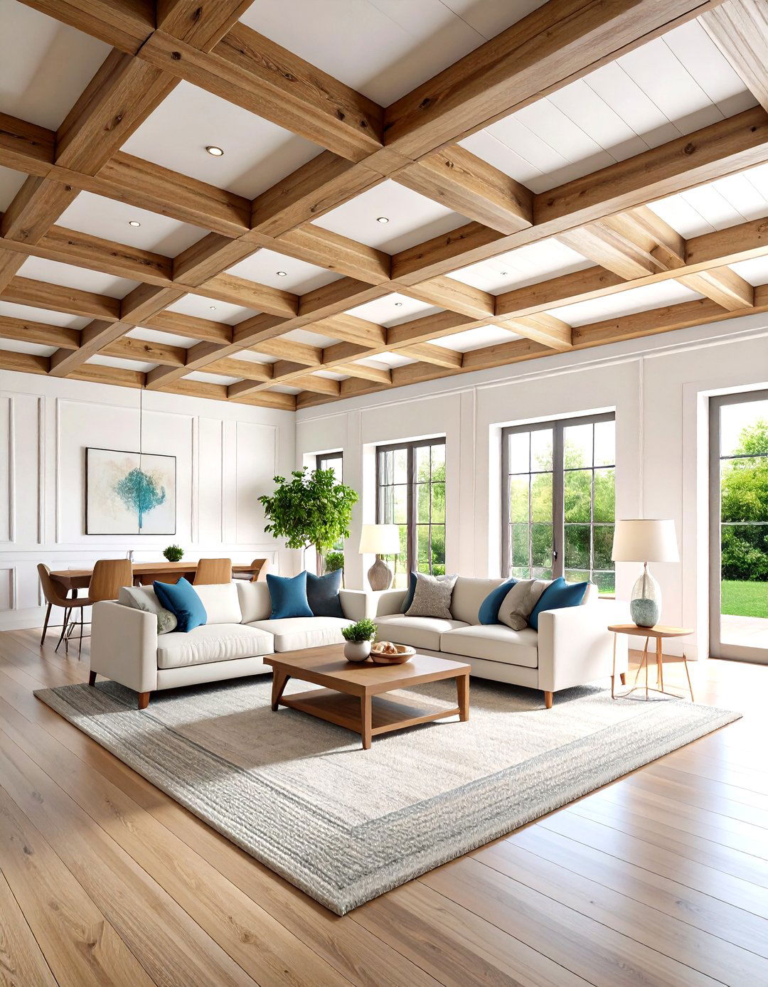 Traditional Coffered Ceiling Design - 24 Living Room Ceiling Ideas