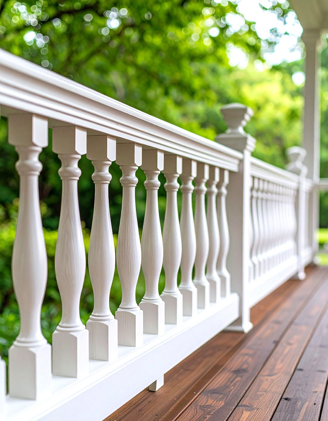Traditional Colonial White Oak Railing - 24 Wood Deck Railing Ideas