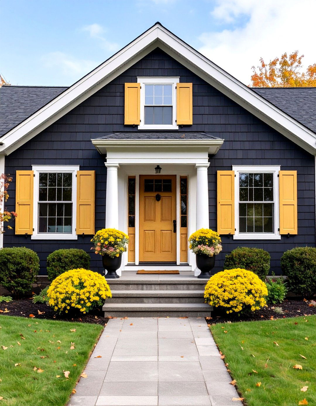 Traditional Colonial Wood Shutters Design - 24 Black House With Wood Accents