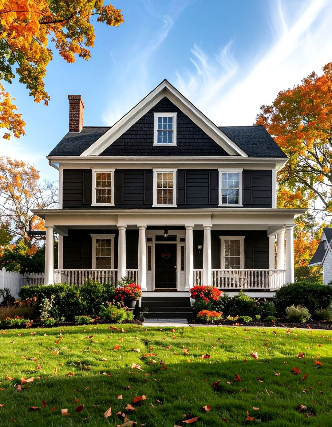 Traditional Colonial with Black Exterior - 24 black siding house ideas