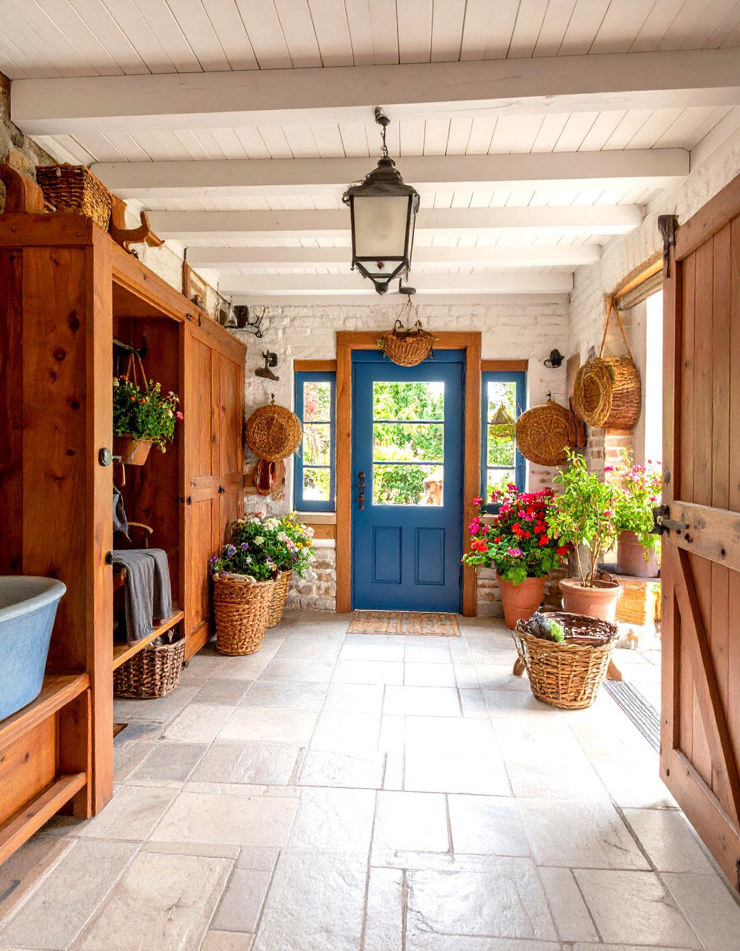 Traditional Country Boot Room with Stone Flooring - 24 Boot Room Ideas