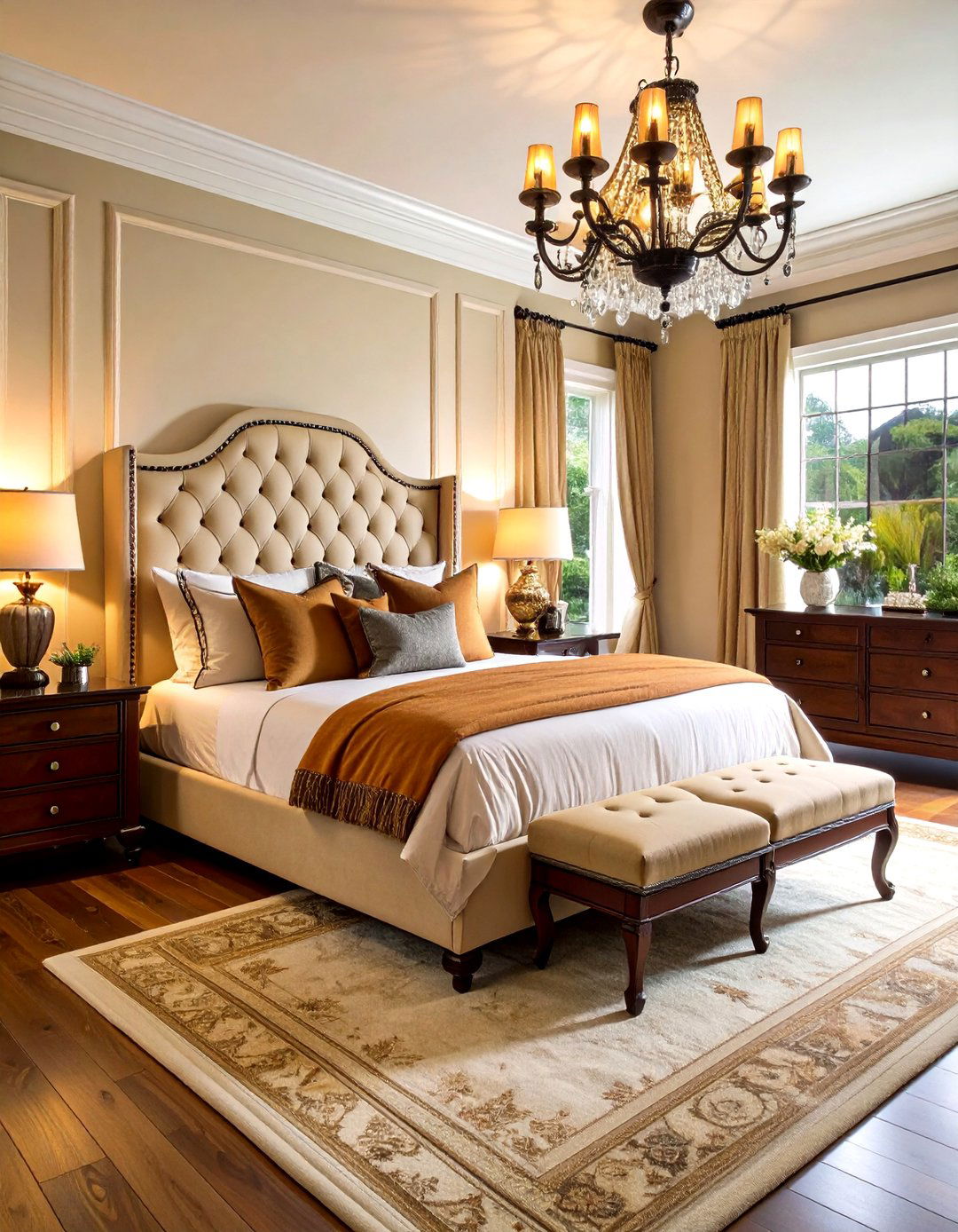 Traditional Cream and Black Bedroom with Classic Elegance - 24 Cream and Black Bedroom Ideas