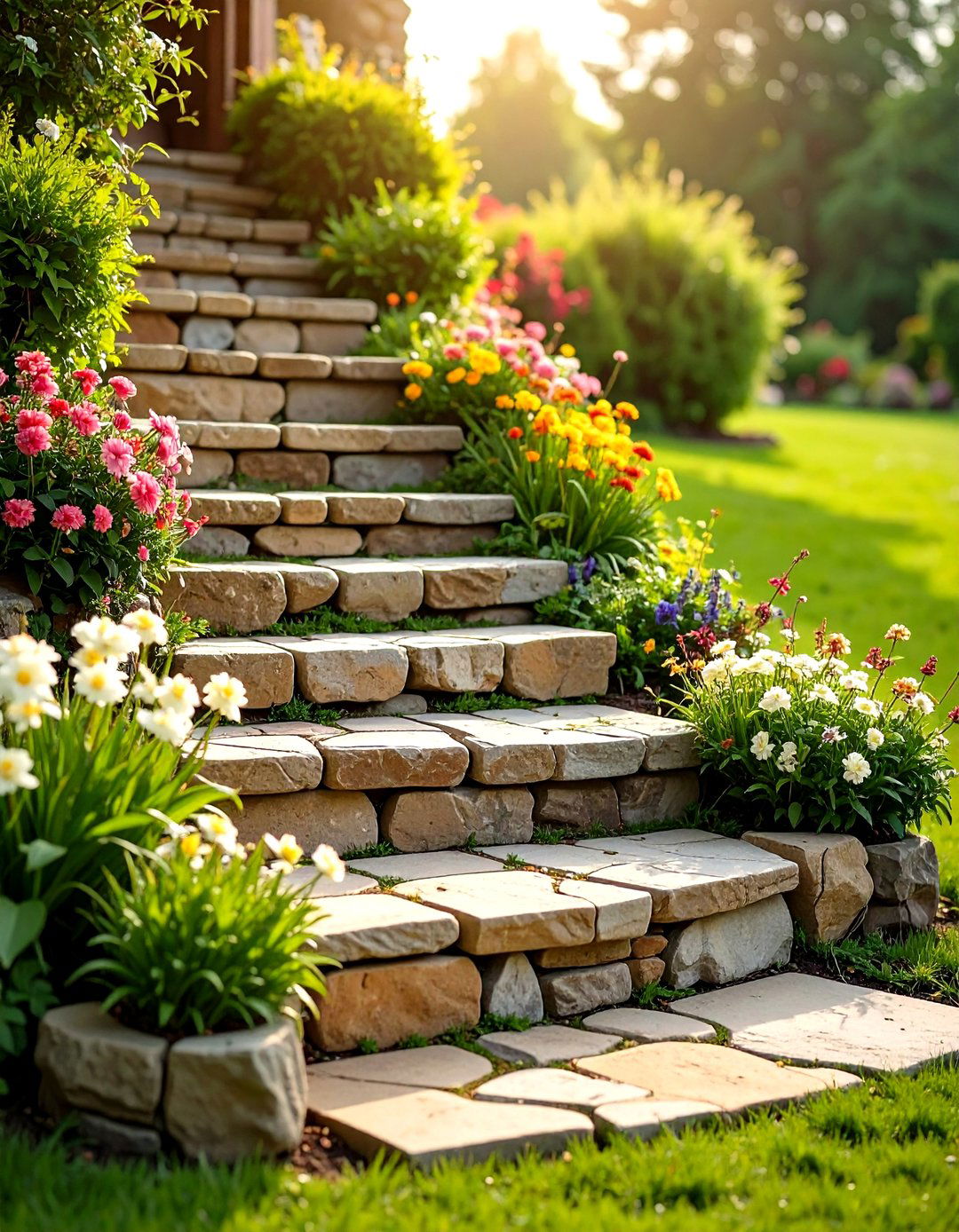 Traditional Dry Laid Flagstone Steps - 24 Flagstone Steps
