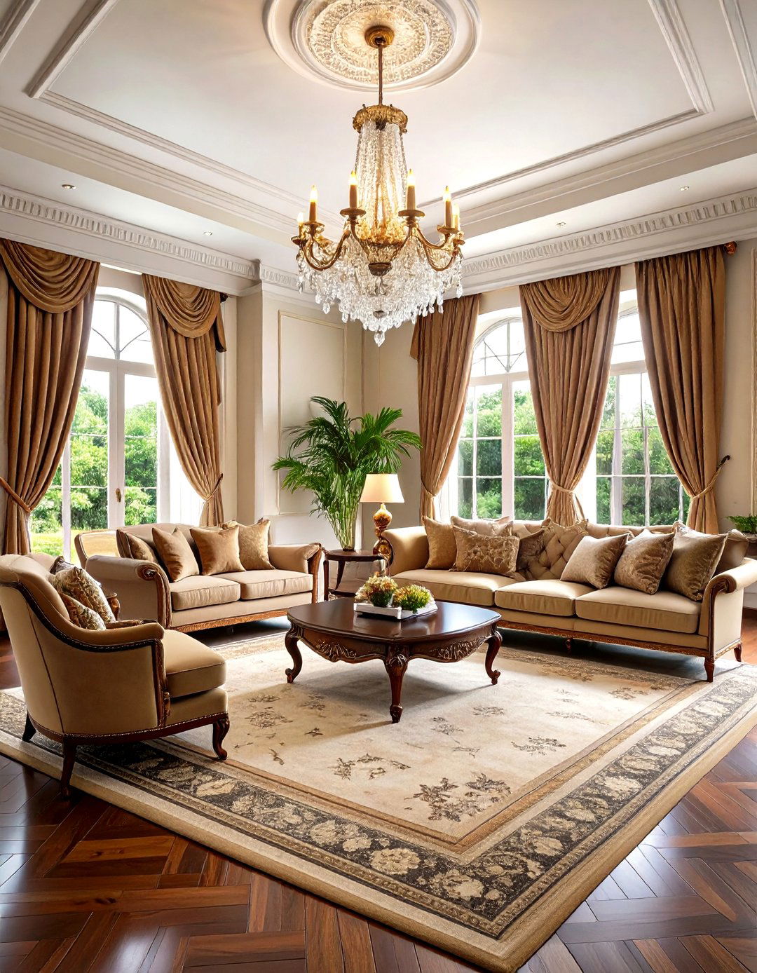 Traditional Elegance with Rich Fabrics - 24 Dark Brown Floor Living Room Ideas