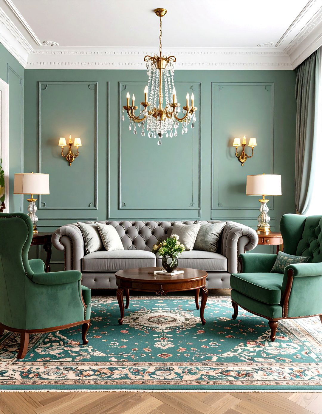 Traditional Elements Blend - 24 Grey and Sage Green Living Room Ideas
