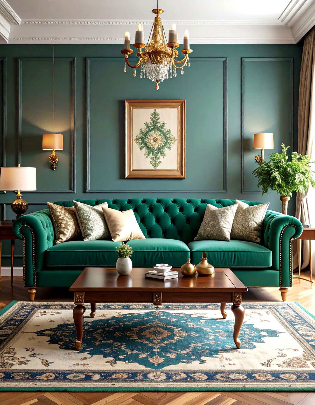 Traditional Emerald Green Chesterfield Sofa Style - 24 Emerald Green Sofa Living Room Ideas