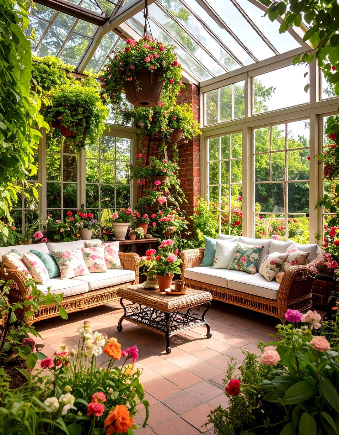 Traditional English Brick Sunroom - 24 Brick Floor Sunroom Ideas