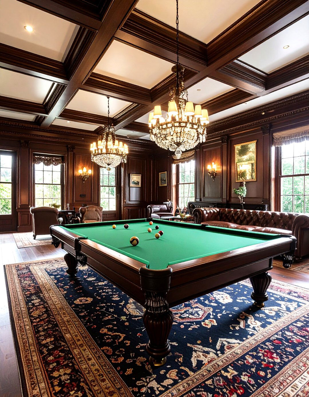 Traditional English Manor Pool Room - 24 Pool Table Room Ideas