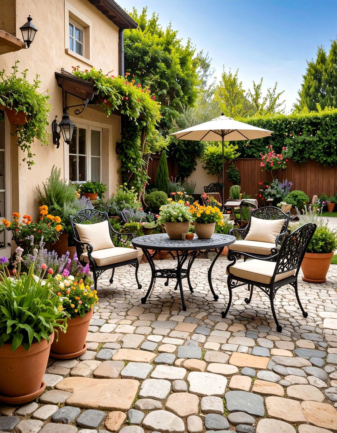 Traditional European Courtyard Design - 24 cobblestone patio ideas