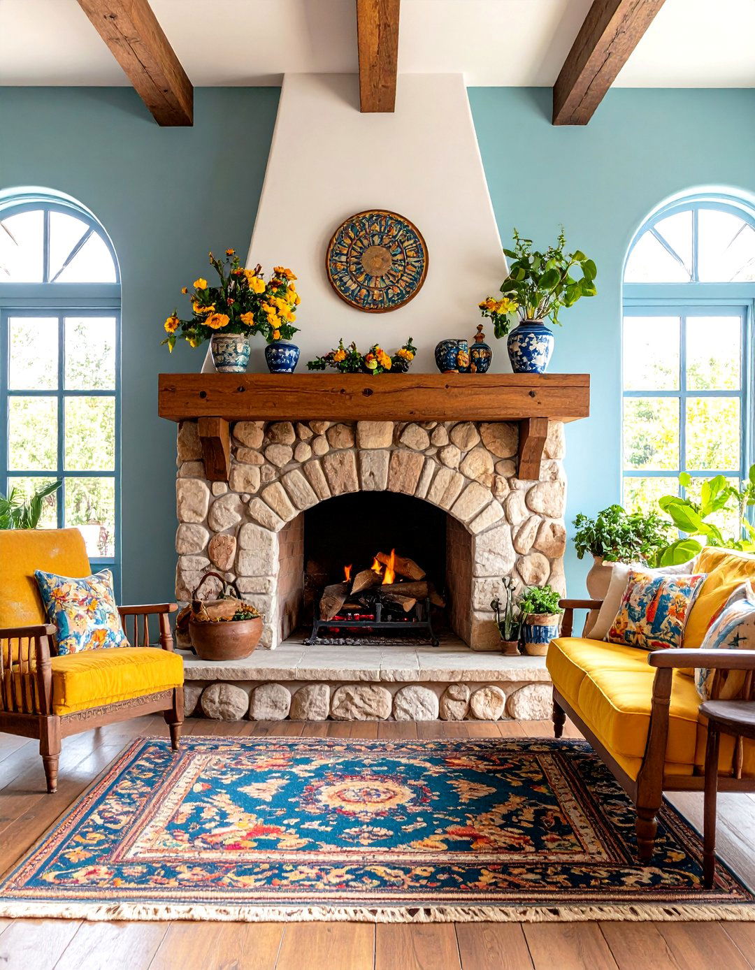 Traditional Fireplace and Chiminea Features - 24 Mexican Style House Design Ideas